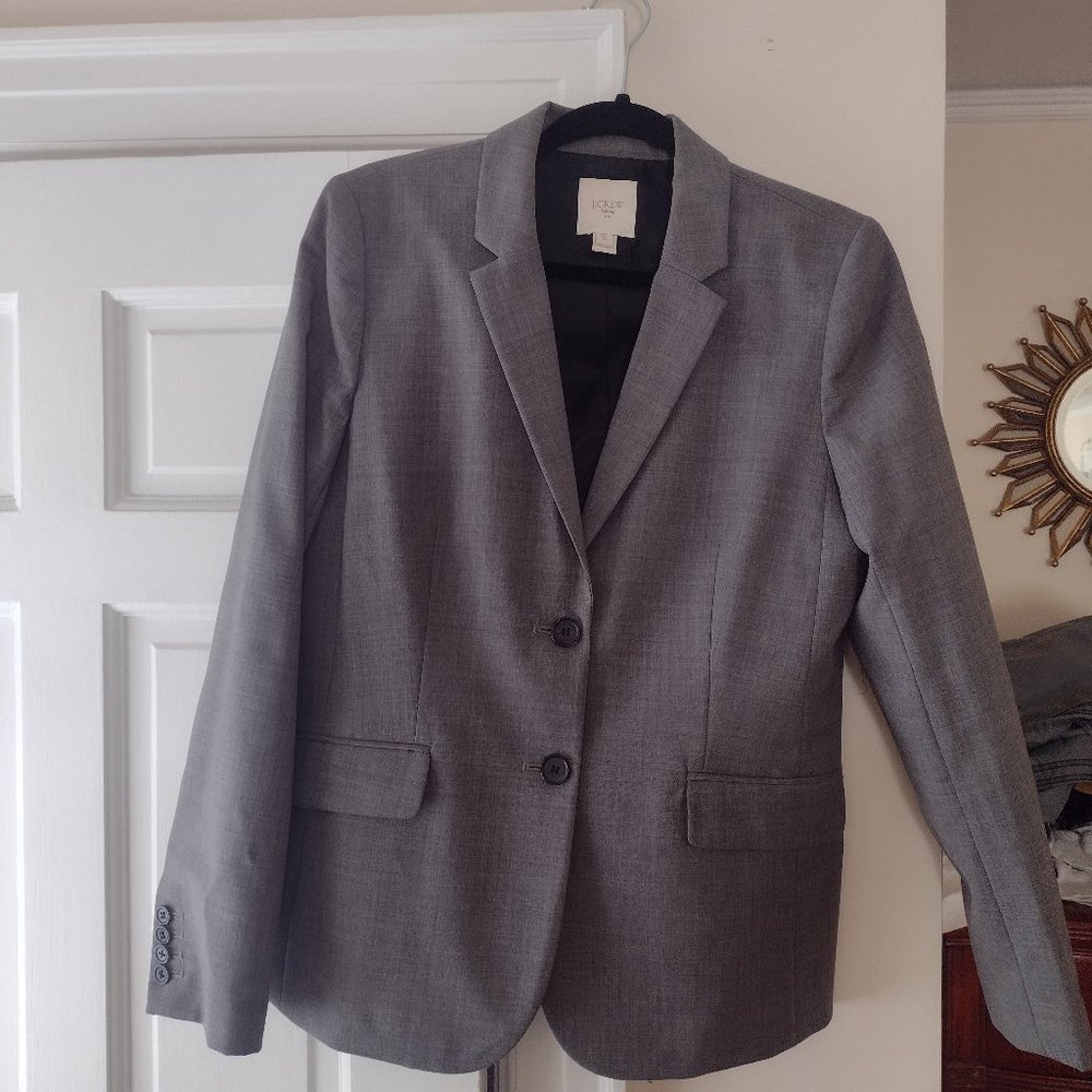 J Crew Suiting lightweight wool grey jacket size 12
